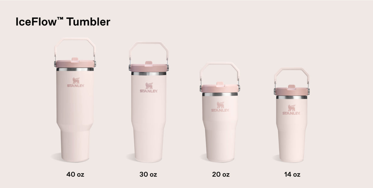 Size comparison chart for The IceFlow™ Flip Straw Tumbler | 30 OZ