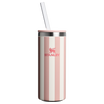 Stanley 10 OZ Everyday Slim Can Cooler Cup In Peach Whip Pink Stripe From The Oasis Collection